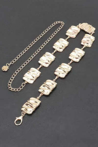 Fashnzfab Hammered Metal Chain Belt In Gold