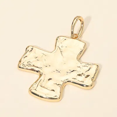 Fashnzfab Hammered Metal Cross Pendant Charm In Gold