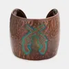 Fashnzfab Hammered Metal Crossed Cuff Bracelet Copper Burnished In Multi