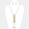 Fashnzfab Hammered Metal Disc Double Strand Long Y-necklace In Gold