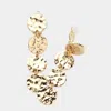 Fashnzfab Hammered Metal Disc Link Dropdown Dangle Clip On Earrings In Gold