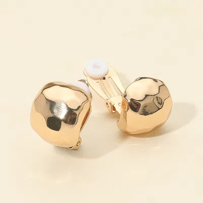 Fashnzfab Hammered Metal Dome Clip On Earrings In Gold