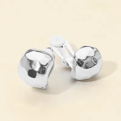Fashnzfab Hammered Metal Dome Clip On Earrings In Silver