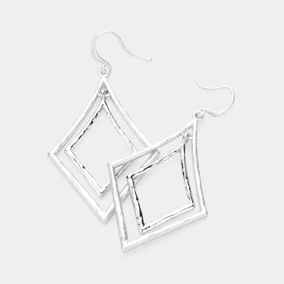 Fashnzfab Hammered Metal Double Diamond Dangle Earrings In Metallic