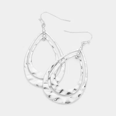 Fashnzfab Hammered Metal Double Layered Teardrop Dangle Earrings In Gold