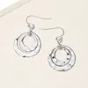 Fashnzfab Hammered Metal Double Open Circle Layered Dangle Earrings - Rhodium In Metallic