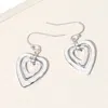 Fashnzfab Hammered Metal Double Open Heart Layered Dangle Earrings - Rhodium In Multi