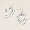 Fashnzfab Hammered Metal Double Open Heart Layered Dangle Earrings In Metallic