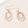 Fashnzfab Hammered Metal Double Open Oval Layered Dangle Earrings In Gold