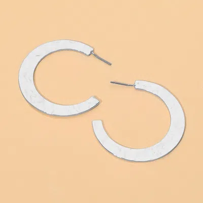 Fashnzfab Hammered Metal Flat Hoop Earrings In Multi