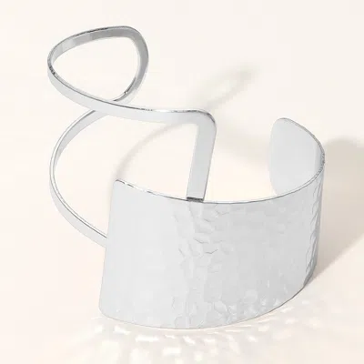 Fashnzfab Hammered Metal Geometric Cuff Bracelet In Silver