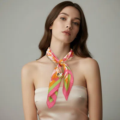 Fashnzfab Hammered Metal Heart Pendant Chain Fabric Scarf Layered Necklace In Multi