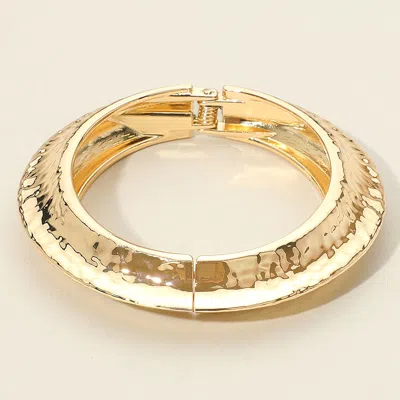 Fashnzfab Hammered Metal Hinged Bangle Bracelet In Silver
