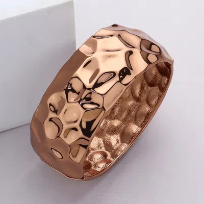 Fashnzfab Hammered Metal Hinged Bracelets Copper In Multi