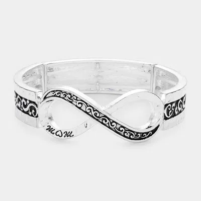 Fashnzfab Hammered Metal Infinity Stretch Bracelet Antique Silver In Multi