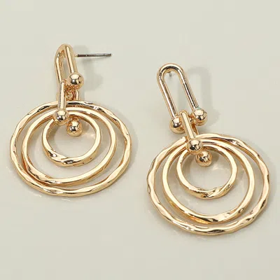 Fashnzfab Hammered Metal Layered Spiral Hoop Drop Earrings In Gold