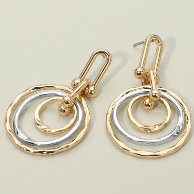 Fashnzfab Hammered Metal Layered Spiral Hoop Drop Earrings In Multi