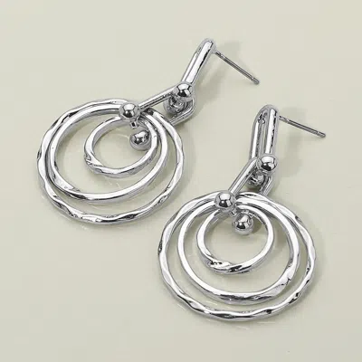 Fashnzfab Hammered Metal Layered Spiral Hoop Drop Earrings In Silver