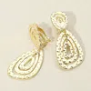 Fashnzfab Hammered Metal Layered Teardrop Dangle Clip On Earrings In Gold