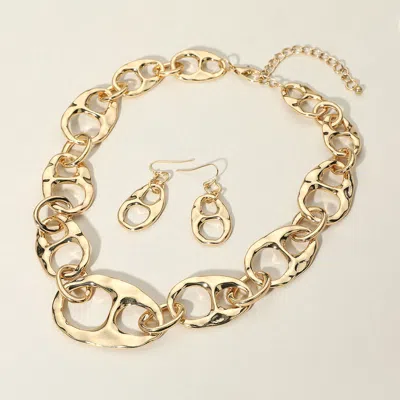 Fashnzfab Hammered Metal Mariner Link Necklace In Silver