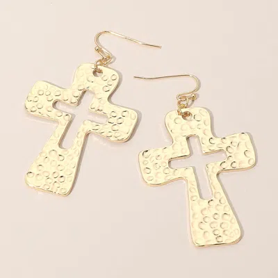 Fashnzfab Hammered Metal Open Cross Drop Dangle Earrings In Silver