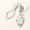 Fashnzfab Hammered Metal Open Geometric Dangle Clip On Earrings - Silver In Silver