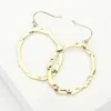 Fashnzfab Hammered Metal Open Oval Dangle Earrings In Gold