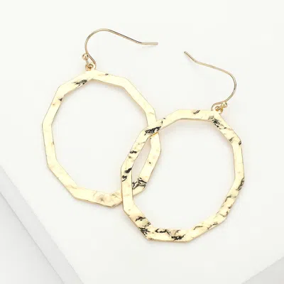 Fashnzfab Hammered Metal Open Oval Dangle Earrings In Gold