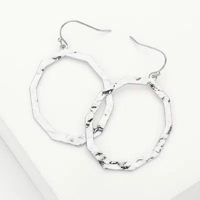 Fashnzfab Hammered Metal Open Oval Dangle Earrings In Multi