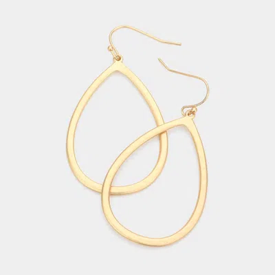 Fashnzfab Hammered Metal Open Teardrop Dangle Earrings In Gold