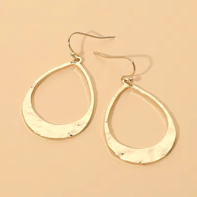 Fashnzfab Hammered Metal Open Teardrop Earrings In Gold