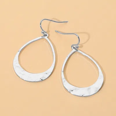 Fashnzfab Hammered Metal Open Teardrop Earrings In Multi