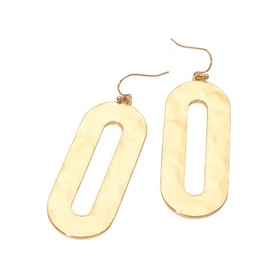 Fashnzfab Hammered Metal Oval Cutout Drop Earrings In Gold