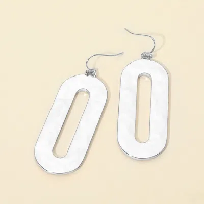 Fashnzfab Hammered Metal Oval Cutout Drop Earrings In Metallic