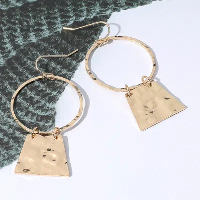 Fashnzfab Hammered Metal Plate Dangle Earrings In Gold