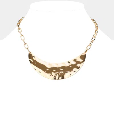 Fashnzfab Hammered Metal Plate Pendant Necklace In Gold