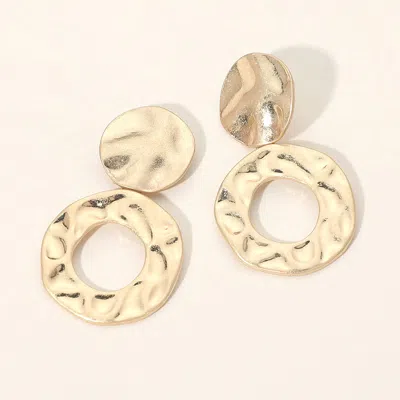Fashnzfab Hammered Metal Ring Drop Earrings In Gold