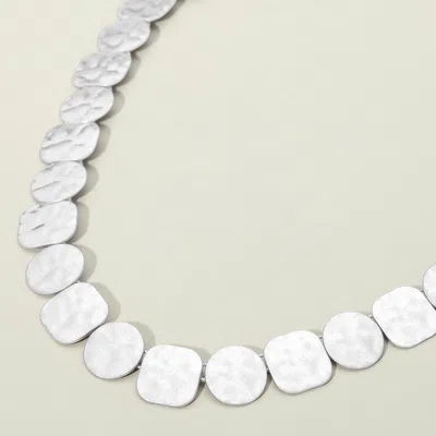 Fashnzfab Hammered Metal Round Square Disc Link Necklace In Multi