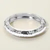 Fashnzfab Hammered Metal Sculptural Crescent Hinged Bangle Bracelet Rhodium In Multi