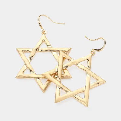 Fashnzfab Hammered Metal Star Of David Dandle Earring - Gold