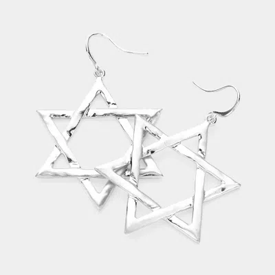 Fashnzfab Hammered Metal Star Of David Dandle Earring In Metallic