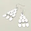 Fashnzfab Hammered Metal Tiered Drop Dangle Earrings In White