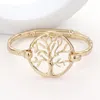 Fashnzfab Hammered Metal Tree Of Life Hook Bracelet Worn Gold In Gold