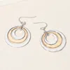 Fashnzfab Hammered Metal Triple Open Circle Layered Dangle Earrings In Multi