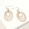 Fashnzfab Hammered Metal Triple Open Oval Layered Dangle Earrings In Multi