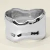 Fashnzfab Hammered Metal Wide Hinged Bangle Bracelet In Silver