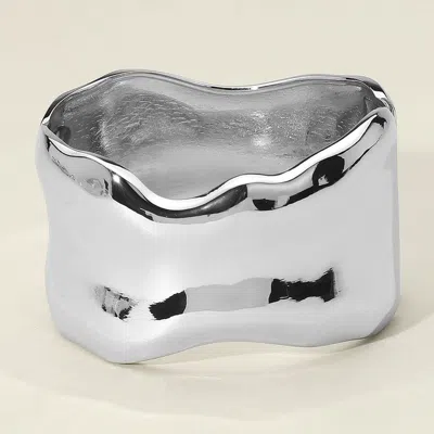 Fashnzfab Hammered Metal Wide Hinged Bangle Bracelet In Silver