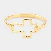 Fashnzfab Hammered Open Metal Cross Hook Bracelet Gold In Gold