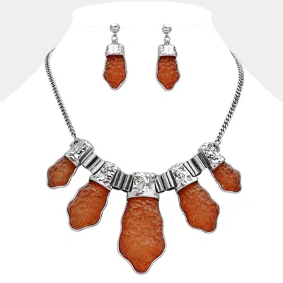 Fashnzfab Hammered Resin Stone Necklace In Multi