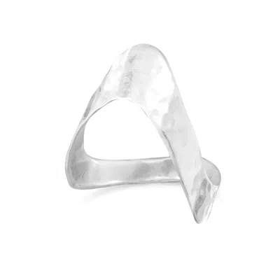 Fashnzfab Hammered "v" Ring In Neutral